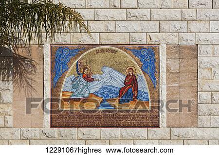 Depiction of angels in artwork on the wall in St. Gabriel church; Nazareth, Israel View Large Photo Image Stock Photograph - Depiction of angels in artwork on the wall in St. Gabriel church; Nazareth, Israel. Fotosearch