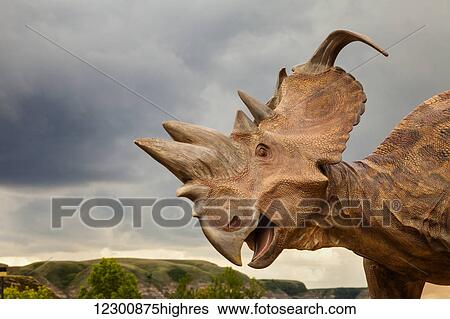Dinosaur sculpture outdoors at the Royal Tyrell Museum Of Palaeontology; Drumheller, Alberta, Canada View Large Photo Image Stock Photograph - Dinosaur sculpture outdoors at the Royal Tyrell Museum Of Palaeontology; Drumheller, Alberta, Canada. Fotosearch