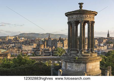 Stock Photograph - Dugald Stewart Monument, Calton Hill; Edinburgh, Scotland. Fotosearch