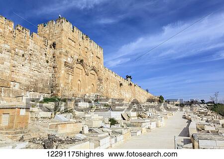 Stock Photograph - Eastern gate of the Temple Mount, Old city Jerusalem; Jerusalem, Israel. Fotosearch