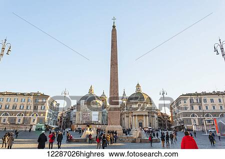 Stock Photograph - Egyptian obelisk of Sety I in People's Square; Rome, Italy. Fotosearch