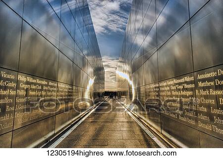 Stock Photograph - Empty Sky: New Jersey September 11th Memorial at sunset, Liberty State Park; Jersey City, New Jersey, United States of America. Fotosearch