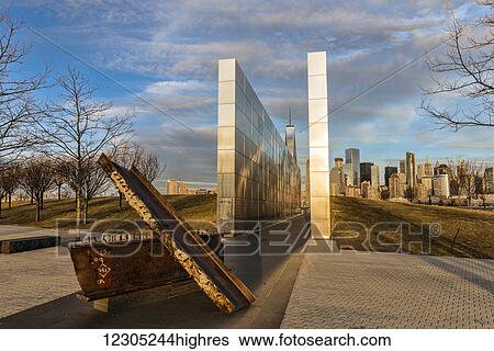 Stock Photograph - Empty Sky: New Jersey September 11th Memorial at sunset, Liberty State Park; Jersey City, New Jersey, United States of America. Fotosearch