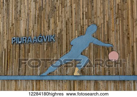 Stock Photograph - Exterior of the Piuraagvik Recreation Center, Barrow, North Slope, Arctic Alaska, USA, Winter. Fotosearch