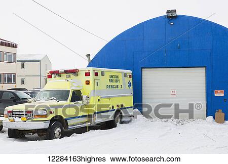 Exterior view of the North Slope Borough Police Department building with an ambulance parked alongside, Barrow, North Slope, Arctic Alaska, USA, Winter View Large Photo Image Stock Photograph - Exterior view of the North Slope Borough Police Department building with an ambulance parked alongside, Barrow, North Slope, Arctic Alaska, USA, Winter. Fotosearch