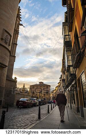Stock Photograph - Facade of the tower of Segovia's cathedral; Segovia, Castilla Leon, Spain. Fotosearch