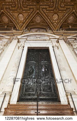 Stock Photograph - Filarete door, St. Peter's Basilica; Rome, Italy. Fotosearch
