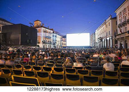 Stock Photograph - Film festival, Piazza Grande; Locarno, Ticino, Switzerland. Fotosearch