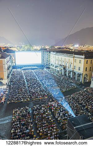 Film festival, Piazza Grande; Locarno, Ticino, Switzerland View Large Photo Image Stock Photograph - Film festival, Piazza Grande; Locarno, Ticino, Switzerland. Fotosearch