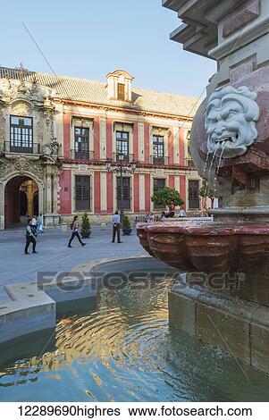 Fountain and pedestrians; Seville, Andalusia, Spain View Large Photo Image Stock Photograph - Fountain and pedestrians; Seville, Andalusia, Spain. Fotosearch
