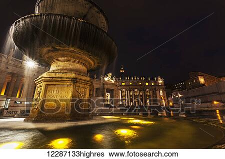 Stock Photograph - Fountain in St. Peter's Square; Rome, Italy. Fotosearch