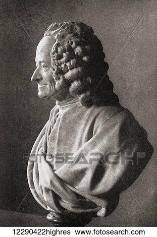 Stock Photograph - Franois-Marie Arouet, 1694 1778, known by his nom de plume Voltaire. French Enlightenment writer, historian, and philosopher. From The Story of Philosophy, published 1926.. Fotosearch