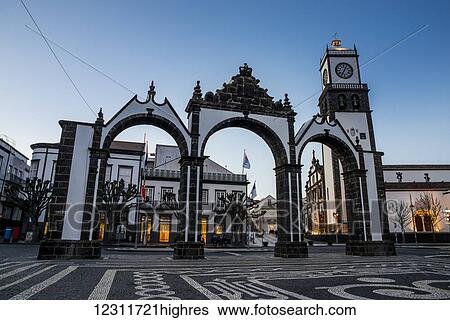 Gates to the city; Ponta Delgada, Sao Miguel, Azores, Portugal View Large Photo Image Stock Photograph - Gates to the city; Ponta Delgada, Sao Miguel, Azores, Portugal. Fotosearch