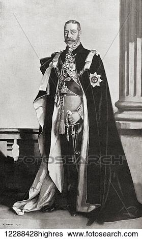 Stock Photograph - George V, 1865 1936. King of the United Kingdom and the British Dominions and Emperor of India. From Buckingham Palace, Its Furniture, Decoration and History, published 1931... Fotosearch