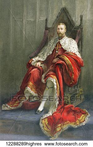 Stock Photograph - George V, George Frederick Ernest Albert, 1865 to 1936, in 1910 the year of his coronation. King of the United Kingdom and the British Dominions, and Emperor of India. From The Illustrated London News, 1910.. Fotosearch