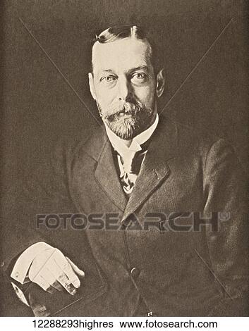 Stock Photograph - George V, George Frederick Ernest Albert, 1865 to 1936. King of the United Kingdom and the British Dominions, and Emperor of India. From The Illustrated London News, 1910.. Fotosearch