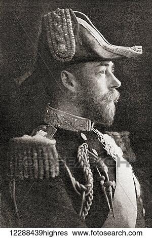 Stock Photograph - George V, George Frederick Ernest Albert, 1865 to 1936. King of the United Kingdom and the British Dominions and Emperor of India. From The History of the Great War, published c. 1919. Fotosearch