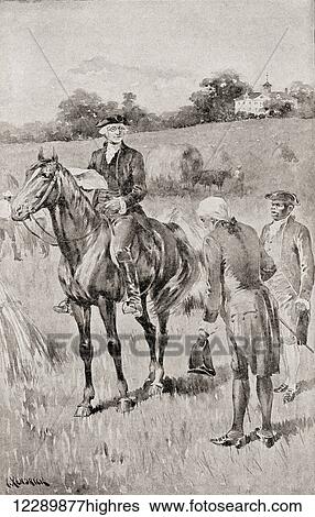Stock Photograph - George Washington accepting his commission as commander-in-chief of the American army in 1798 from the Secretary of War at Mr. Vernon as rising tensions between France and the United States resulted in what became known as the Quasi-War. From The.... Fotosearch