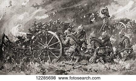 German field artillery in action during World War One. The guns were screened and were invisible at a comparitively short distance. From The History of the Great War, published c. 1919 View Large Photo Image Stock Photo - German field artillery in action during World War One. The guns were screened and were invisible at a comparitively short distance. From The History of the Great War, published c. 1919. Fotosearch
