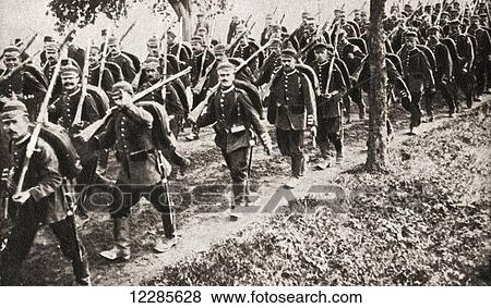 German troops marching easy through Belgium during WWI. From The Pageant of the Century, published 1934 View Large Photo Image Stock Photo - German troops marching easy through Belgium during WWI. From The Pageant of the Century, published 1934. Fotosearch