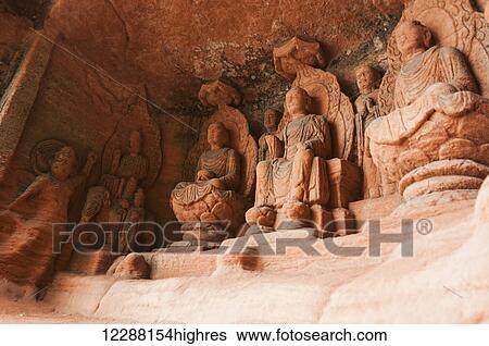 Stock Photograph - Giant Buddha from Leshan, the largest stone statue of Buddha around the world, 71 metres tall; Sichuan province, China. Fotosearch