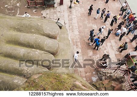 Stock Photograph - Giant Buddha from Leshan, the largest stone statue of Buddha around the world, 71 metres tall; Sichuan province, China. Fotosearch
