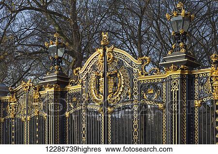 Stock Photograph - Golden gates near Buckingham Palace; London, England. Fotosearch