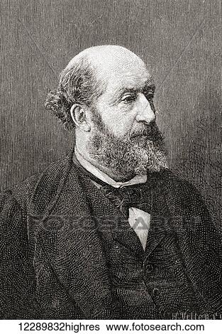 Stock Photograph - Guillaume Victor mile Augier, 1820 1889. French dramatist. From The Century Illustrated Monthly Magazine, published 1884.. Fotosearch