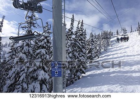 Stock Photograph - Harmony Express chairlift; Whistler, British Columbia, Canada. Fotosearch