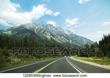 Stock Photograph - Heading east on the Trans-Canada Highway; Salmon Arm, British Columbia, Canada. Fotosearch