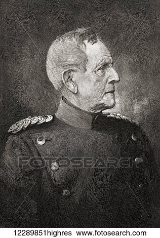 Stock Photograph - Helmuth Karl Bernhard Graf von Moltke the Elder, 1800-1891. German Field Marshal. From The Century Illustrated Monthly Magazine, published 1884.. Fotosearch