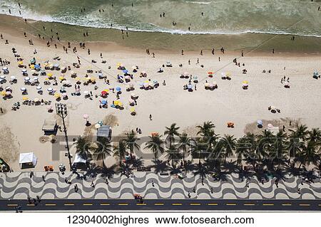 High angle view of Copacabana beach; Rio de Janeiro, Brazil View Large Photo Image Stock Photograph - High angle view of Copacabana beach; Rio de Janeiro, Brazil. Fotosearch