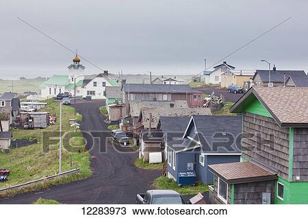 Homes, roads, and church in downtown St. Paul, St. Paul Island, Southwestern Alaska, USA, Summer View Large Photo Image Stock Image - Homes, roads, and church in downtown St. Paul, St. Paul Island, Southwestern Alaska, USA, Summer. Fotosearch