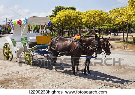 Stock Photograph - Horse-drawn carriage tour; Granada, Nicaragua. Fotosearch