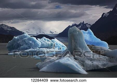 Icebergs in Lago Grey, Torres del Paine National Park, Chile; Magallanes region, Chile View Large Photo Image Stock Photo - Icebergs in Lago Grey, Torres del Paine National Park, Chile; Magallanes region, Chile. Fotosearch