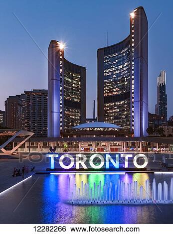 Illuminated city sign in place for Pan Am Games at Nathan Phillips Square city hall; Toronto, Ontario, Canada View Large Photo Image Stock Photograph - Illuminated city sign in place for Pan Am Games at Nathan Phillips Square city hall; Toronto, Ontario, Canada . Fotosearch