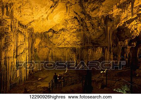 Stock Photograph - Inside Neptune's Grotto in Capo Caccia; Alghero, Sardinia, Italy. Fotosearch