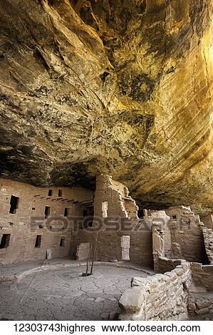 Inside the Spruce Tree House cliff dwellings at Mesa Verde National Park with ancient ruins under a sweeping rock overhang; Colorado, United States of America View Large Photo Image Stock Photograph - Inside the Spruce Tree House cliff dwellings at Mesa Verde National Park with ancient ruins under a sweeping rock overhang; Colorado, United States of America. Fotosearch