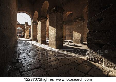 Interior Of A Stone Building With Pillars And Arches Rome