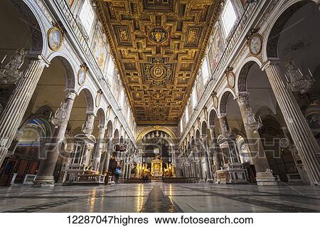 Interior of Basilica of St. Mary of the Altar of Heaven; Rome, Italy View Large Photo Image Stock Photograph - Interior of Basilica of St. Mary of the Altar of Heaven; Rome, Italy. Fotosearch