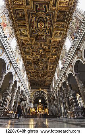 Stock Photograph - Interior of Basilica of St. Mary of the Altar of Heaven; Rome, Italy. Fotosearch