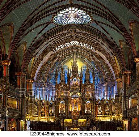 Interior of Notre Dame Basilica; Montreal, Quebec, Canada View Large Photo Image Stock Photograph - Interior of Notre Dame Basilica; Montreal, Quebec, Canada. Fotosearch