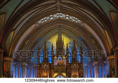 Interior of Notre Dame Basilica; Montreal, Quebec, Canada View Large Photo Image Stock Photograph - Interior of Notre Dame Basilica; Montreal, Quebec, Canada. Fotosearch