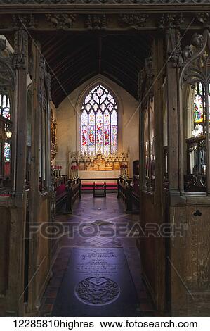 Stock Photograph - Interior of St Peter and St Paul's Church; Lavenham, Suffolk, England. Fotosearch