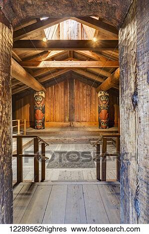 Interior view of a long house, Totem Blight Historical Park, Ketchikan, Southeast Alaska, USA, Winter, HDR View Large Photo Image Stock Photograph - Interior view of a long house, Totem Blight Historical Park, Ketchikan, Southeast Alaska, USA, Winter, HDR. Fotosearch