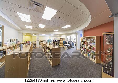 Stock Photograph - Interior view of the Inupiat Heritage Center, Barrow, North Slope, Arctic Alaska, USA, Winter. Fotosearch