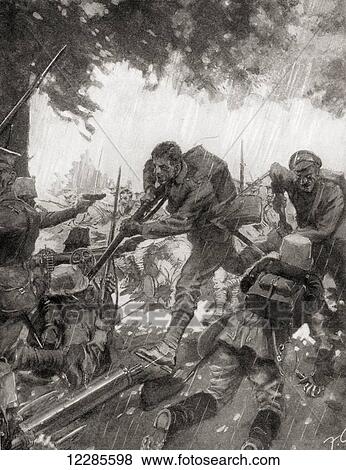Irish Guards, 3rd Coldstream and 2nd Grenadier Guards capturing enemy machine guns during the First Battle of the Aisne, 1914. From The War Illustrated Album Deluxe, published 1915. View Large Photo Image Stock Photo - Irish Guards, 3rd Coldstream and 2nd Grenadier Guards capturing enemy machine guns during the First Battle of the Aisne, 1914. From The War Illustrated Album Deluxe, published 1915.. Fotosearch