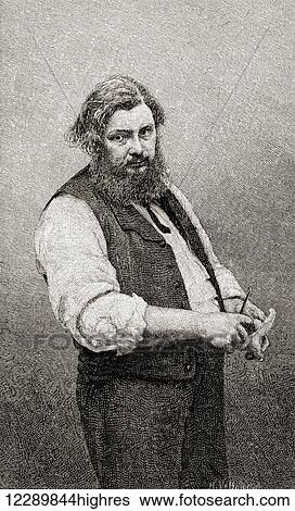 Stock Photograph - Jean Dsir Gustave Courbet, 1819 1877. French painter. From The Century Illustrated Monthly Magazine, published 1884.. Fotosearch