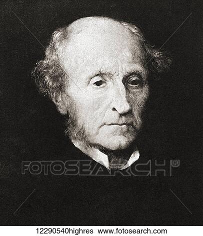 Stock Photograph - John Stuart Mill, 1806 1873. English philosopher, political economist, feminist, and civil servant. After the painting by G. F. Watts. From Impressions of English Literature, published 1944.. Fotosearch