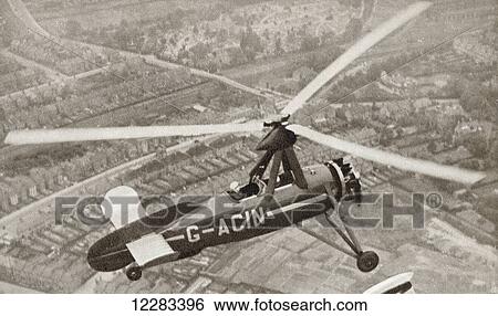 Stock Photograph - Juan de la Cierva's Autogyro c. 1923. From The Story of 25 Eventful Years in Pictures, published 1935.. Fotosearch